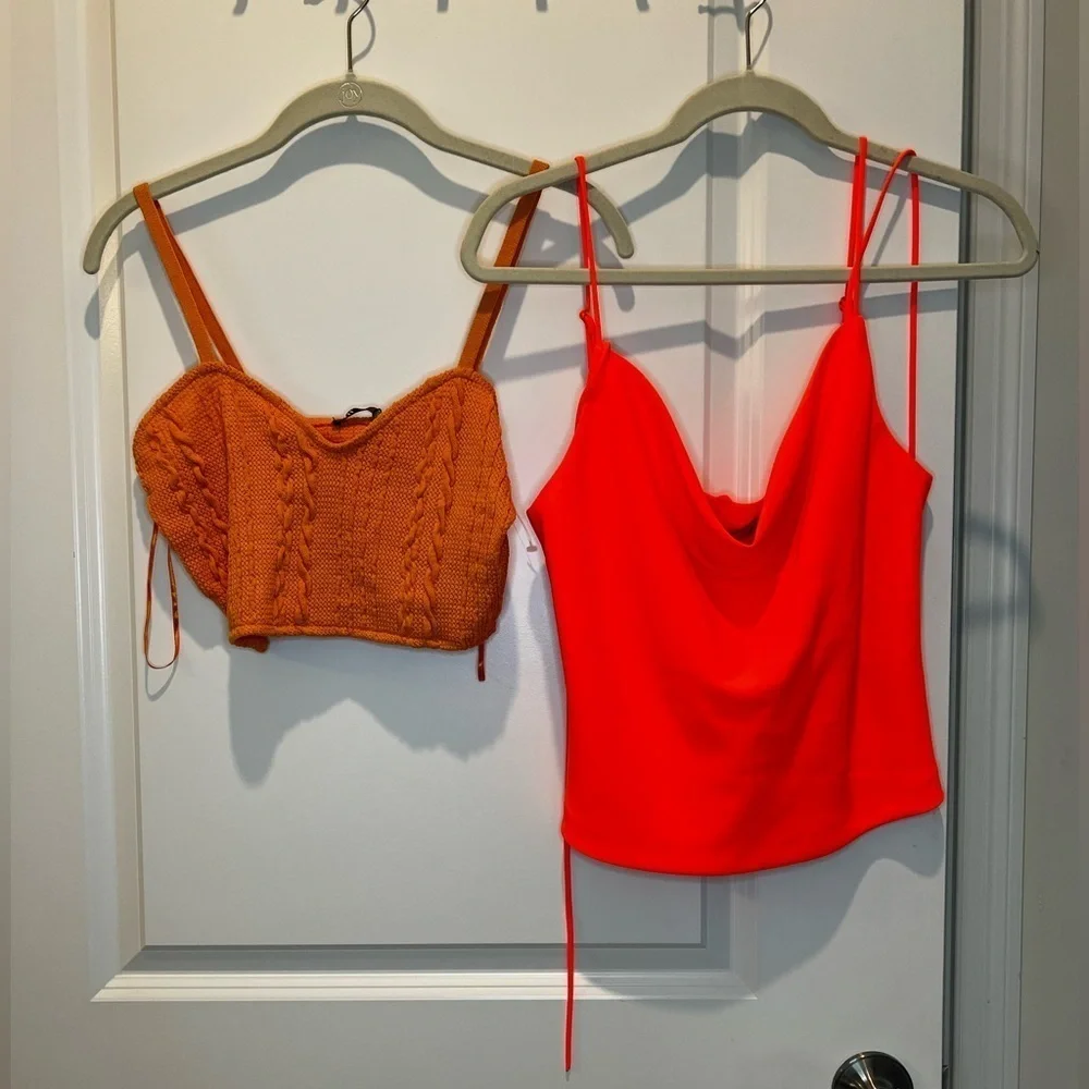 Bundle of 2 Zara Orange Tanks Size Small & Medium NWT‎